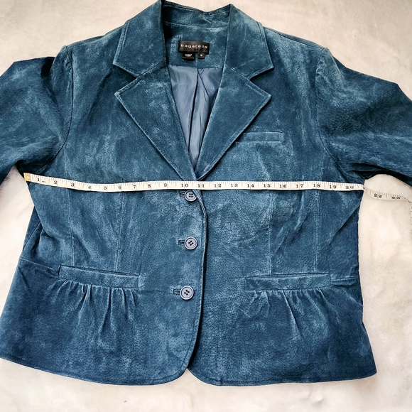 BAGATELLE TEAL SUEDE LEATHER JACKET GREAT CONDITION SIZE 16 - Picture 4 of 9
